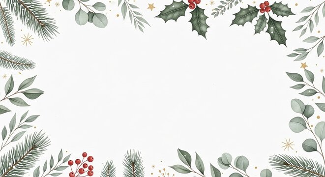 Create a festive holiday greeting card with this elegant watercolor frame