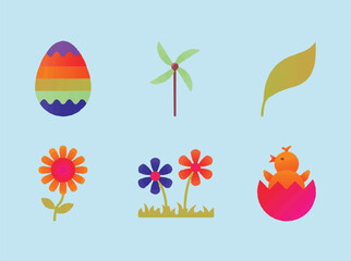 colorful easter eggs & Flower, Vector Colorful Design