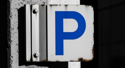 Parking Sign Indicating Space Available, Vintage Styled Symbol for Urban Areas