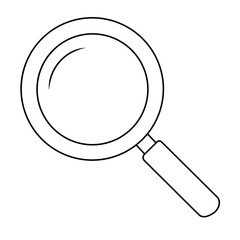 Magnifying Glass Cartoon Outline, Black and White Coloring Page for Science and Research Activity