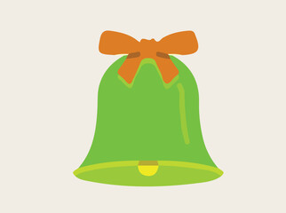 christmas bells with green bow, Vector icon Design, Colorful Vector