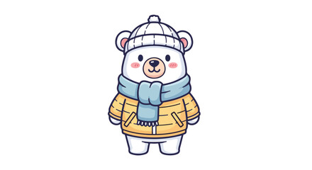 Cute Polar Bear Mascot with Winter Outfit Vector