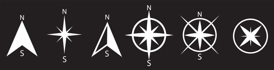 Compass Vector Set, Navigation Directional Symbol .Compass icon in line. Navigation compass icon. Navigation symbol in outline.nt © MDParveg