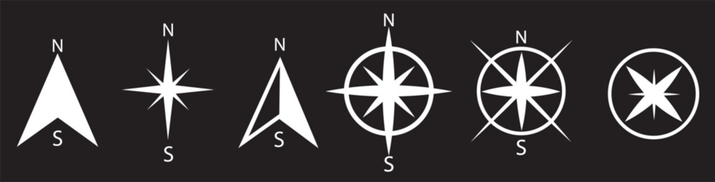 Compass Vector Set, Navigation Directional Symbol .Compass icon in line. Navigation compass icon. Navigation symbol in outline.nt
