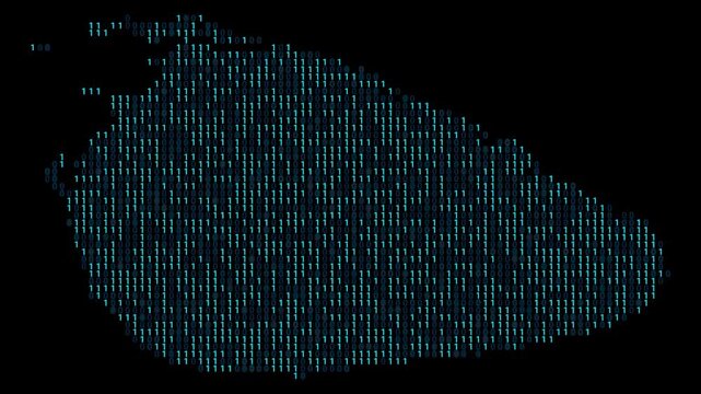 Sri Lanka Binary code map animation, Digital data visualization, alpha layer