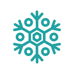 Blue nowflake icon, element for design. Christmas winter snowflake symbol. PNG illustration.