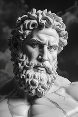 Marble Sculpture of Bearded Mythological God
