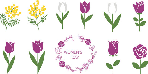 Collection of beautiful floral illustrations for spring and celebrations