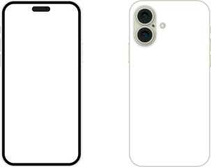 Mobile Mockup Collection — Front and Back View Realistic Smartphone with Dual Camera on Transparent Background