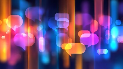 Vibrant speech bubbles, social media engagement trend