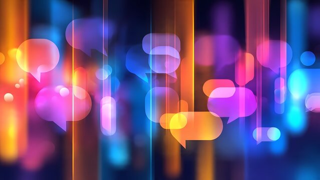 Vibrant speech bubbles, social media engagement trend