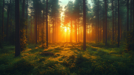 Green trees in the forest in summer © Pakhnyushchyy