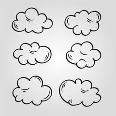 Clouds doodle line vector collection