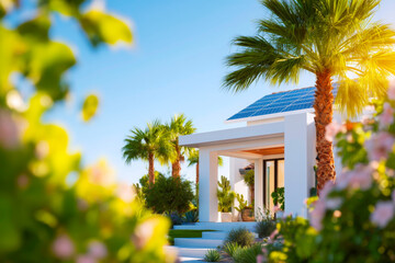 Fototapeta premium Ultra realistic Modern Solar Panels Installed on a Las Vegas Nevada Home with a clean design and modern aesthetic