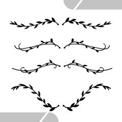 Obraz premium Decorative black silhouette leaves dividers element set
