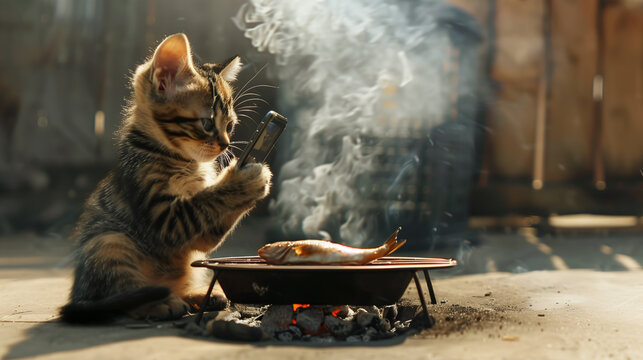 Social media updates - Cat and grilled fish