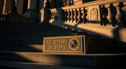 Prohibition Sign on Public Steps: Strict Rules of Conduct and Observance of Regulations