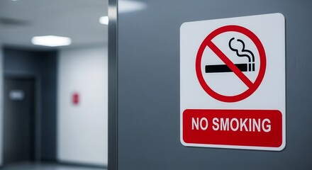 Prohibition Sign Showcasing Tobacco Restrictions Inside a Modern, Newly Constructed Building