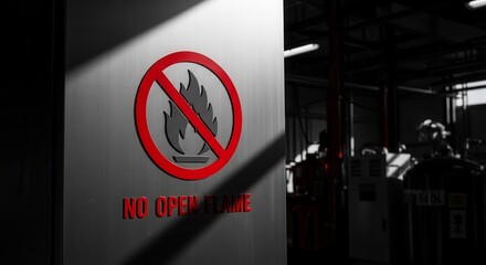 Prohibition Sign Warns About Fire Hazards within the Industrial Workspace