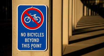 Prohibition Sign Warns Bicycle Exclusion Zone, Marking Boundaries for Bicycle Usage, Policy