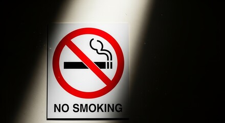 Prohibition Sign With Dramatic Lighting Emphasizes Restrictions Of Smoking Indoors