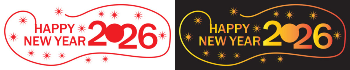 Happy New Year 2026 festive vector. decorative Happy New Year 2026 vector illustrations in varied colors and styles, ideal for seasonal greetings, celebration graphics,EPS10/AI. 