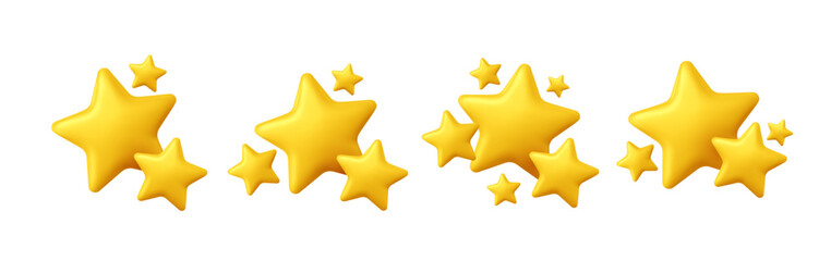 Golden Star Rating Icons Set for Celebration and Award Graphics in a Bright Colorful Style