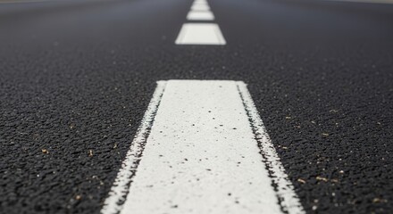 Roadway Perspective Showing White Markings Leading To An Infinite Horizon On Asphalt