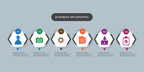 Hexagons Modern business infographic template with 6 options or step