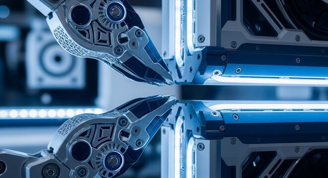 Robotic Arms Perform Precision Task in a High-Tech Industrial Environment