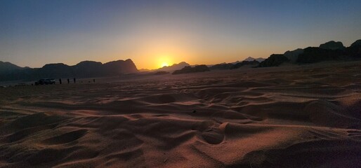 sunset in the desert of Jordan (Wadi Rum ) 