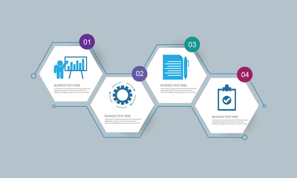 Presentation hexagonal Infographic template with 4 options