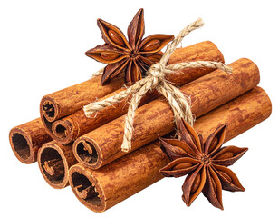 - Decorative Spice Bundle — Tied Cinnamon Sticks with Star Anise PNG