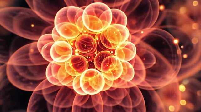 Luminous Bloom of Nature's Artistry: An abstract rendering of a flower, showcasing glowing layers of petals and radiant inner chambers