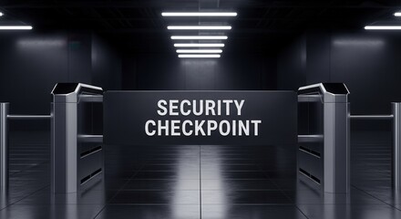 Security Checkpoint Signage Displayed At Airport Entrance, Illustrating Safety Protocols Needed