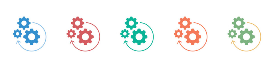 Process Silhouette Glyphs Icon Set Multiple Style Collection