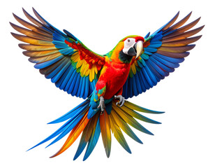 Fototapeta premium Colorful Parrot Performing a Dynamic Dance Pose, isolated on a transparent background