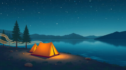 camping in the night