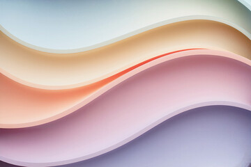 Fototapeta premium Soft pastel paper waves create a gentle and soothing abstract background texture