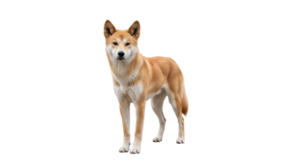 Isolated Australian Dingo standing alert, captivating wild animal, native dog species