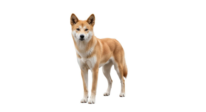 Isolated Australian Dingo standing alert, captivating wild animal, native dog species