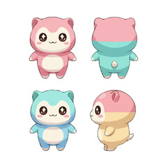 Kawaii Baby Animals Pastel Set Vector | Cute Character Vector Illustration for Stock