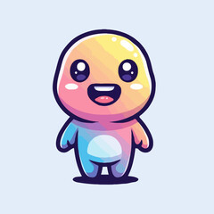 Kawaii Round Character Happy Pose Vector | Cute Character Vector Illustration for Stock