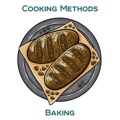 Baking. Cooking methods. Hand-drawn vector illustration.