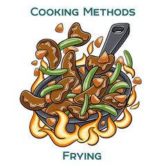Frying. Cooking methods. Hand-drawn vector illustration.