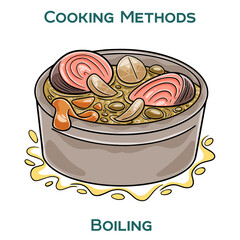 Boiling. Cooking methods. Hand-drawn vector illustration.