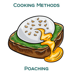 Poaching. Cooking methods. Hand-drawn vector illustration.