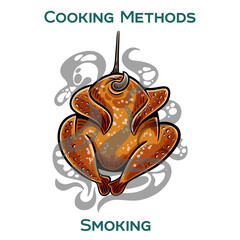 Smoking. Cooking methods. Hand-drawn vector illustration.