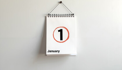 Wall calendar showing date January 1 with minimal design  