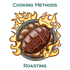 Roasting. Cooking methods. Hand-drawn vector illustration.